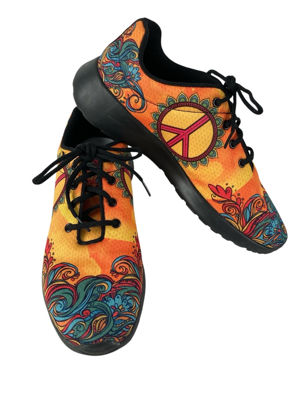 Yes We Vibe Colorful Peace Sign Lace Up Sneaker